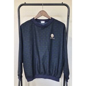 WeGolf.2 Pebble Beach Youth 18/20 Windbreaker Pullover Jacket Blue Plaid Pockets